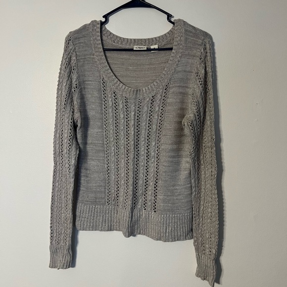 Cato Women’s Lace Long Sleeve Sweater Top, Size Medium, Light Gray - Picture 1 of 7